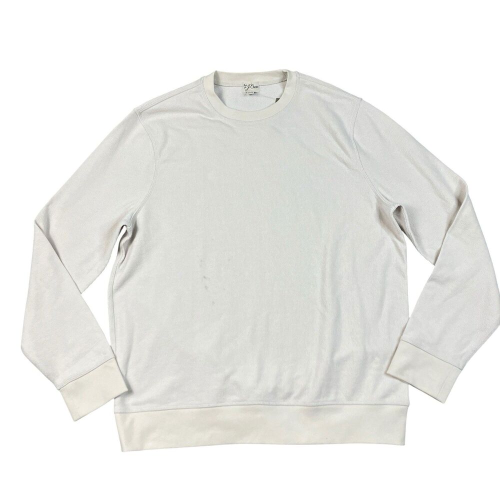 J Crew Sweater Tee Mens XL Natural Cotton Crewneck Long Sleeve Textured BW407